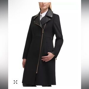 Karl Lagerfeld Black Trench Coat with Gold Accents